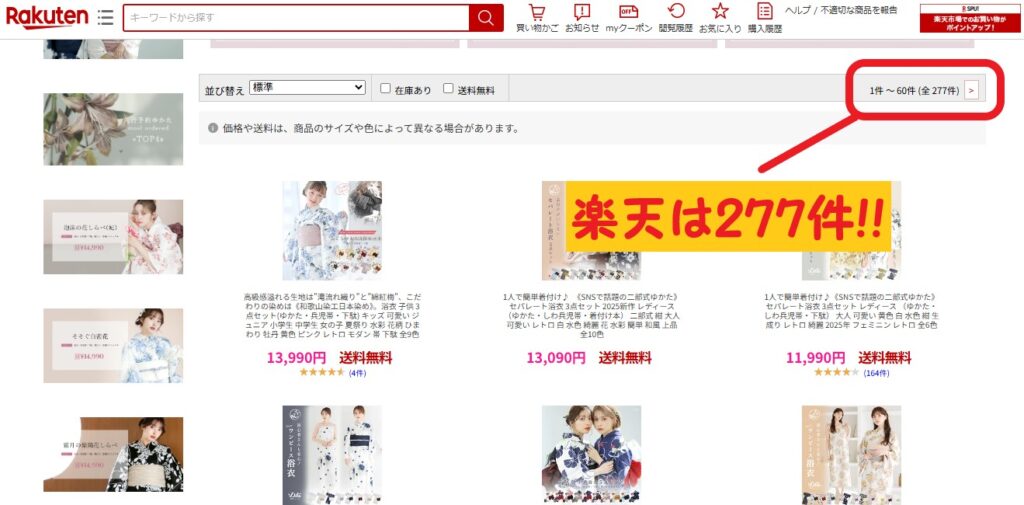 Dita楽天市場店の展開商品量