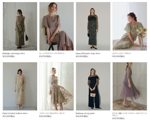 DorryDoll公式通販サイト 展開ドレス一覧