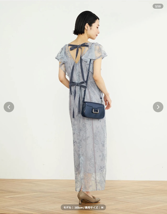 エアクロドレス FRAY I.D フラワーエンブロイダリーチュールロングドレス 後ろ側