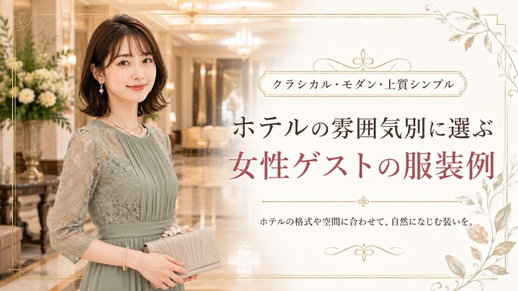 ホテルの格式や雰囲気に合わせた女性ゲストのお呼ばれドレス例