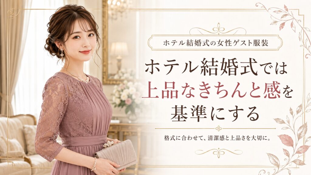 ホテル結婚式にふさわしい上品なきちんと感のある女性ゲストの服装