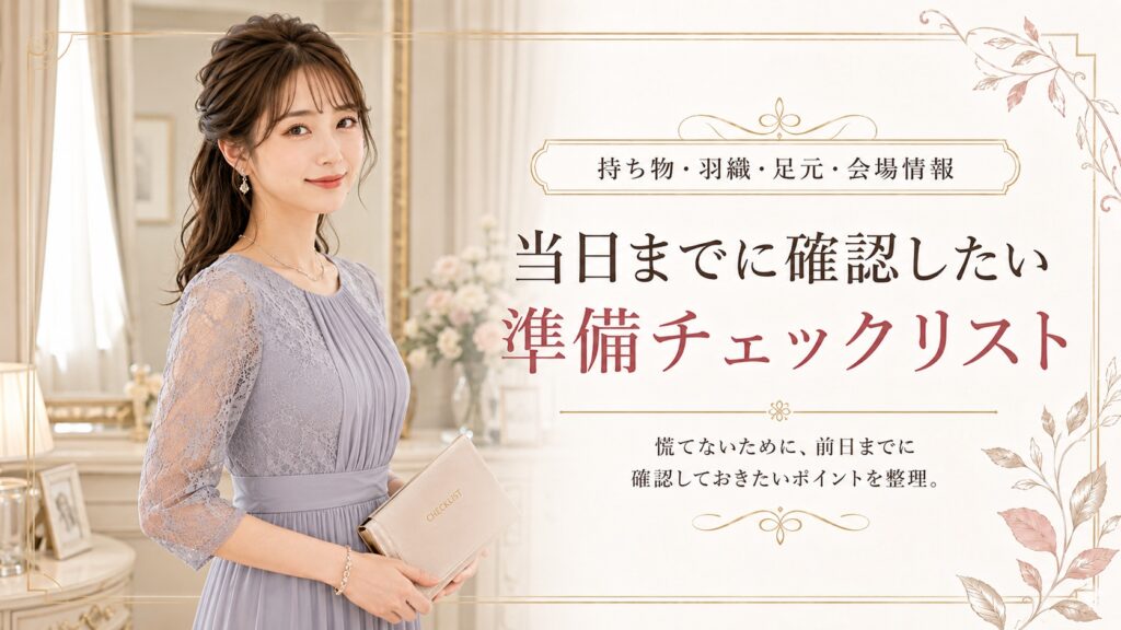ホテル結婚式の持ち物や羽織、足元を確認する準備チェックリスト